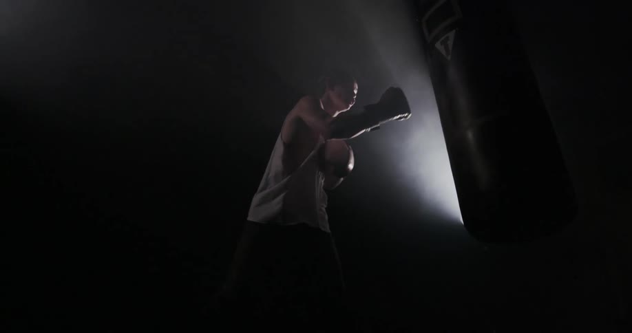 A person using a heavy bag