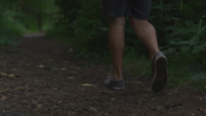 A man walking a trail