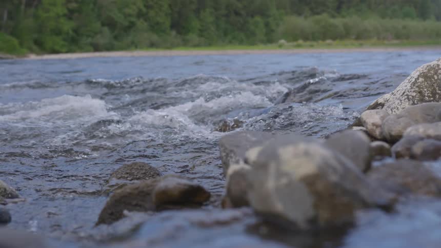 Water flowing over rocks