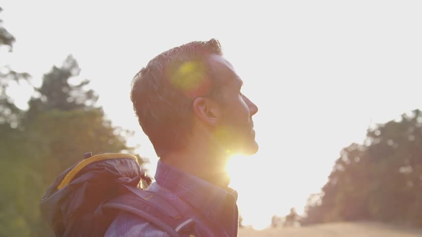 White man contemplating nature