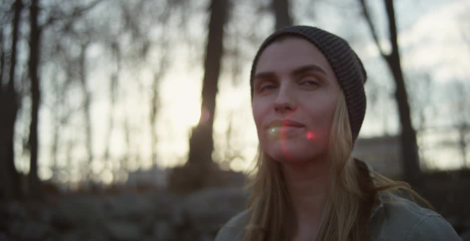 A woman in a beanie