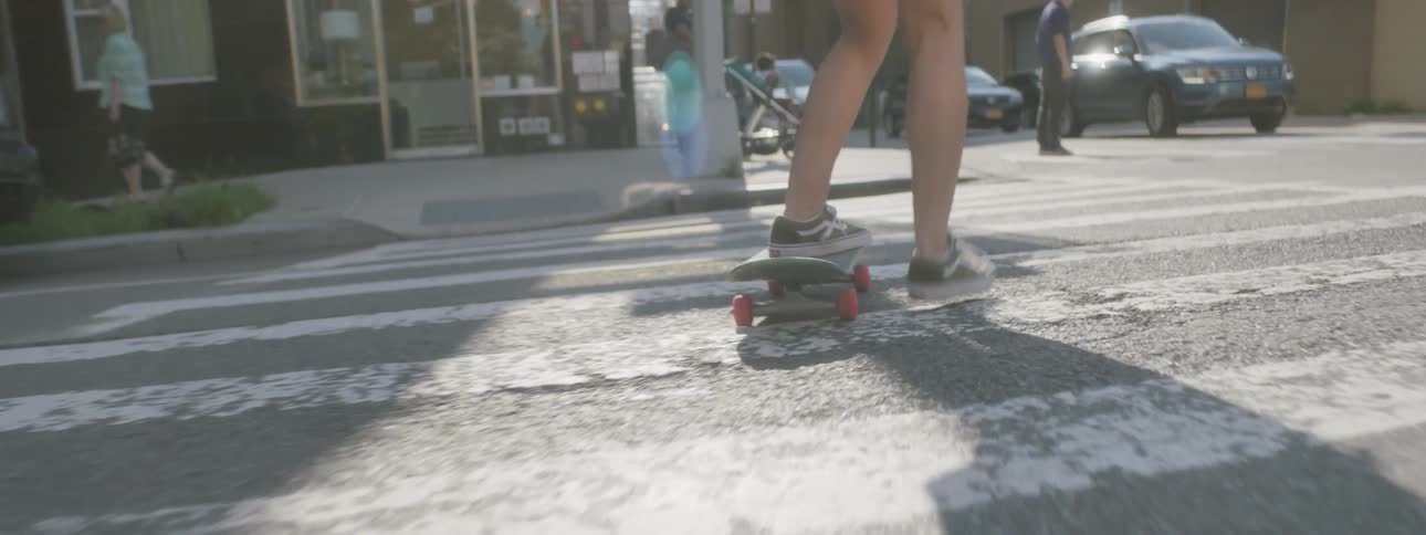 Woman Skateboarding In New York