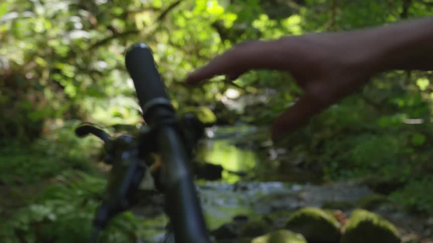 Man Mountain Biking In Forest