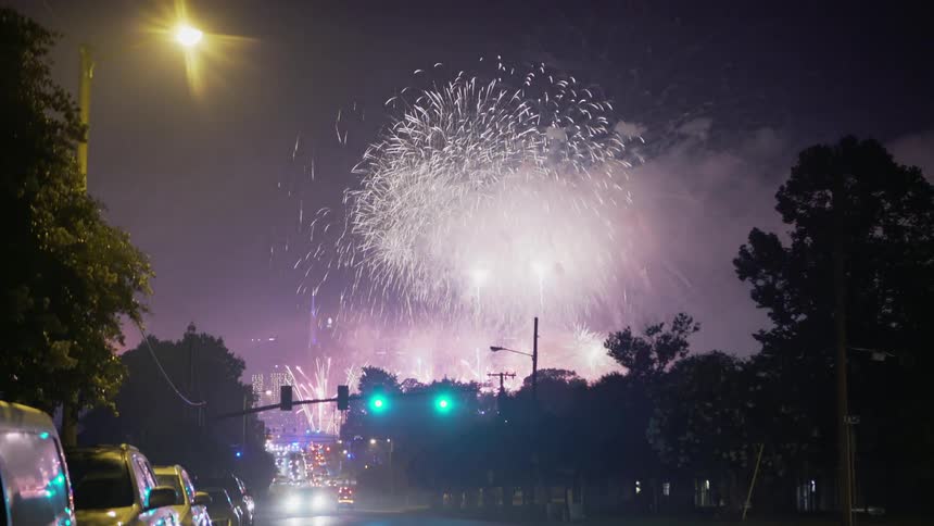 Fireworks In City