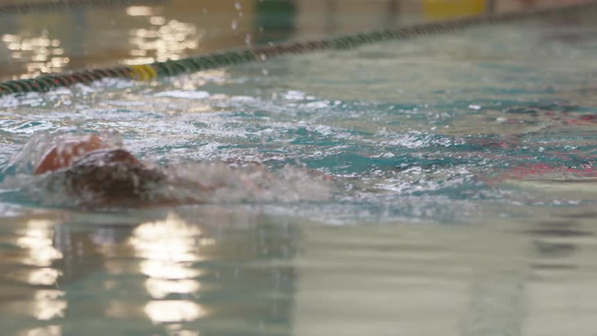 Man Swimming Laps In Indoor Pool