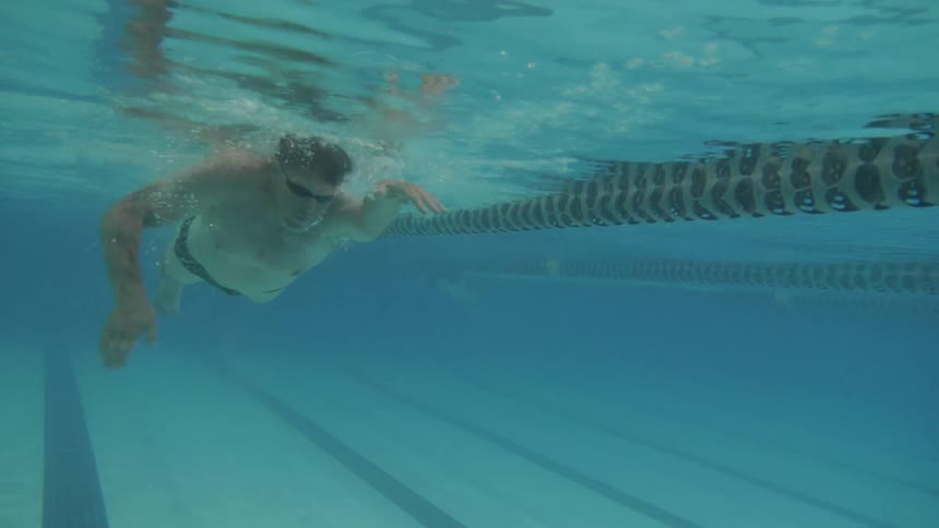 Man Swimming Laps In Indoor Pool