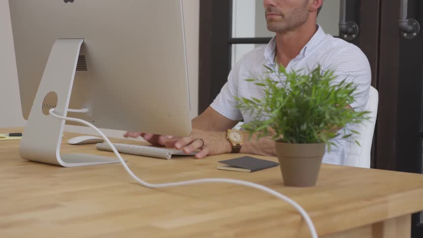 Man Working In Office By Himself