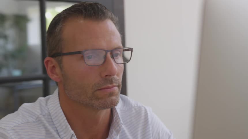 Man Working In Office By Himself
