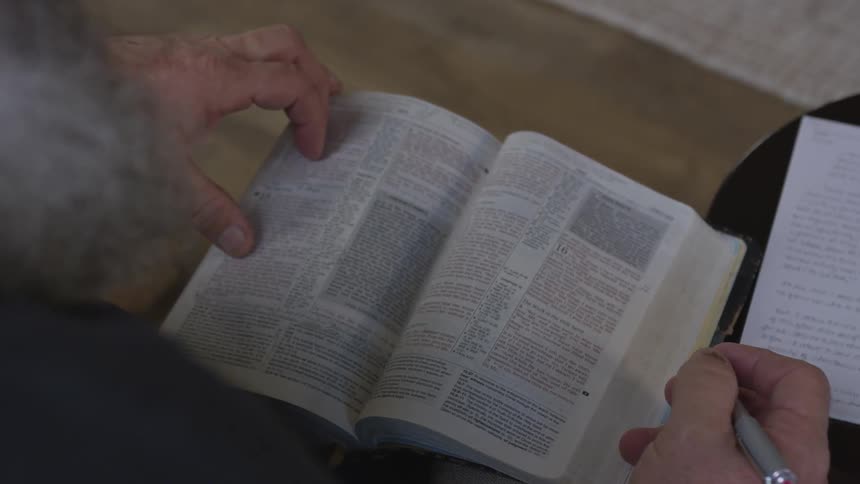 Man With Bible And Dogs