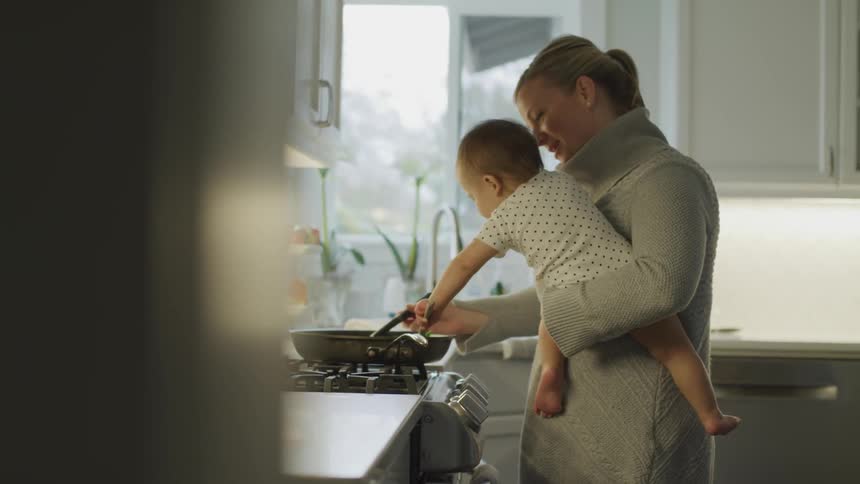 Mom And Daughter At Home