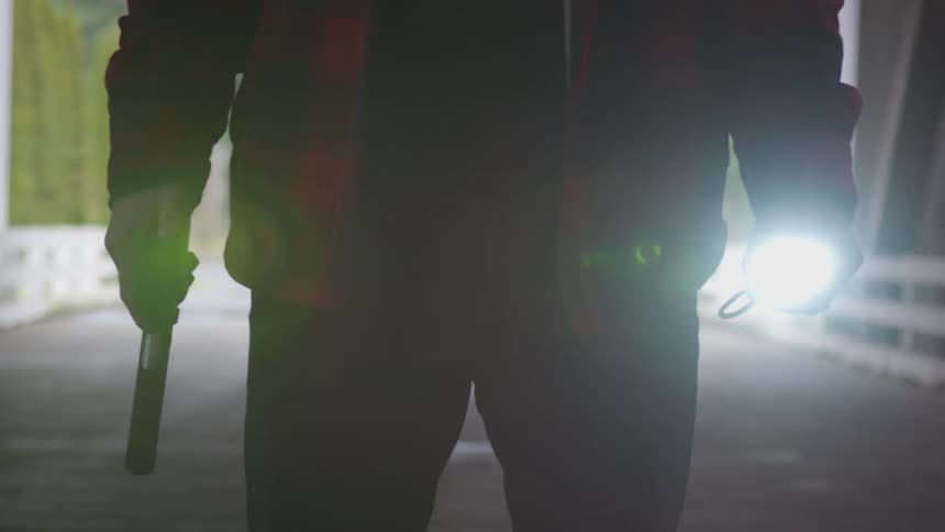 Man With Flashlight And Gun