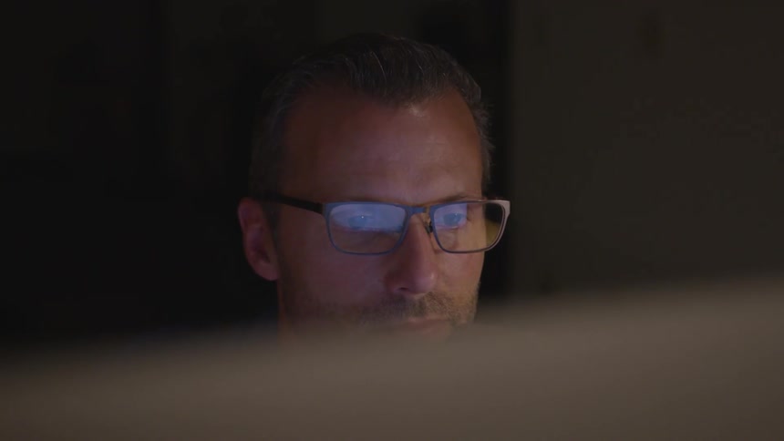 Man Working Office At Night