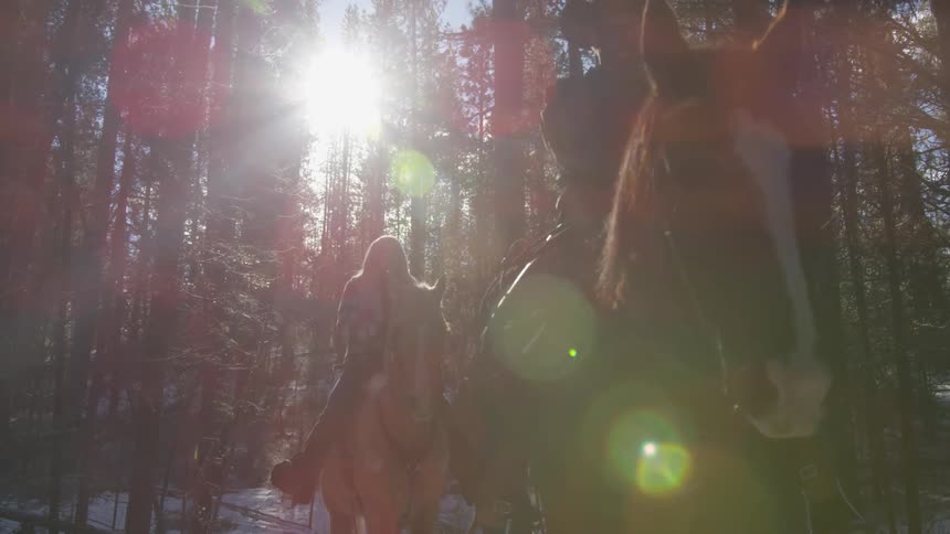 People Riding Horses In Snow