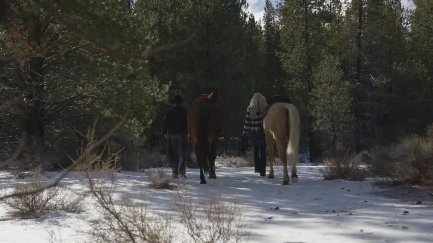 People Riding Horses In Snow