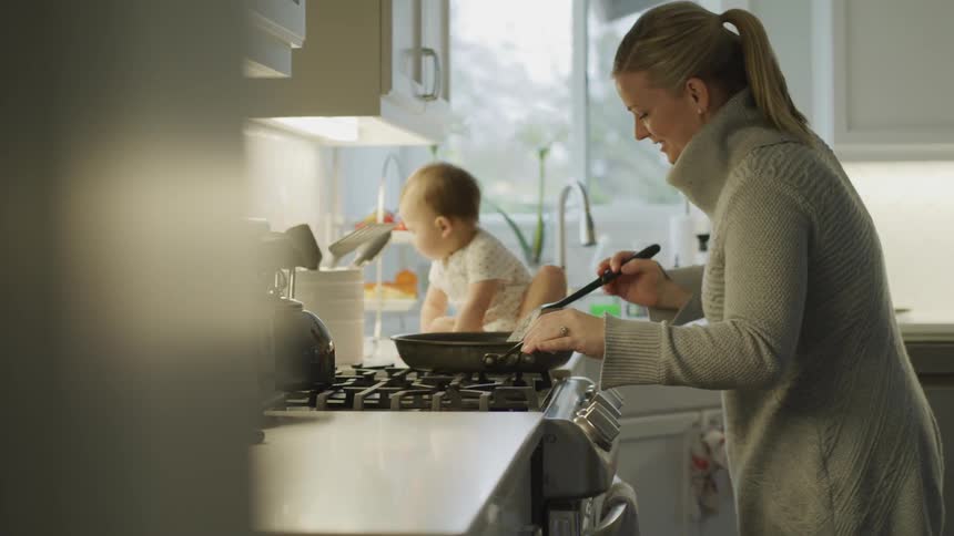 Mom And Daughter At Home