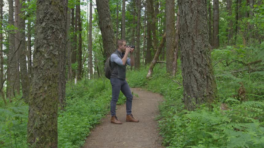 Photographer Hiking In Nature