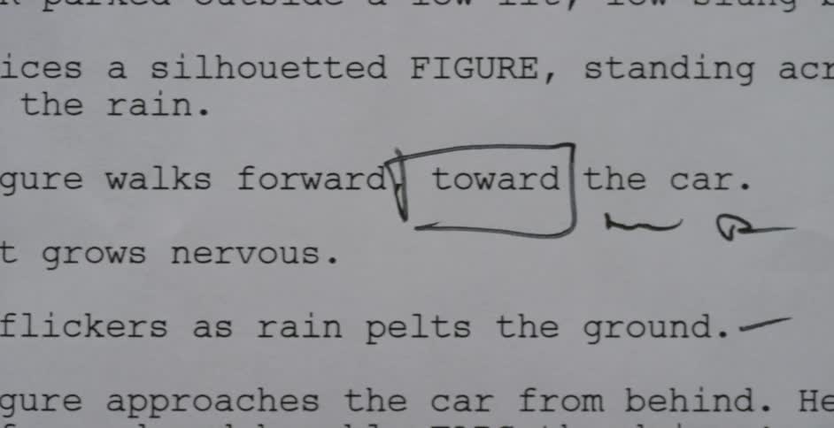 A script with notes and revisions