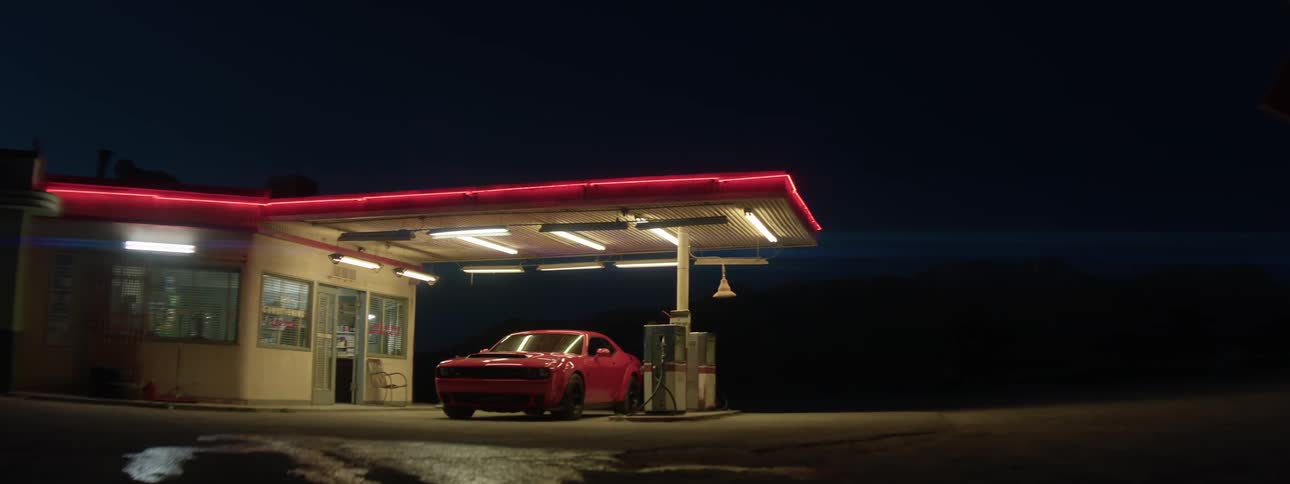 Muscle Car At Gas Station