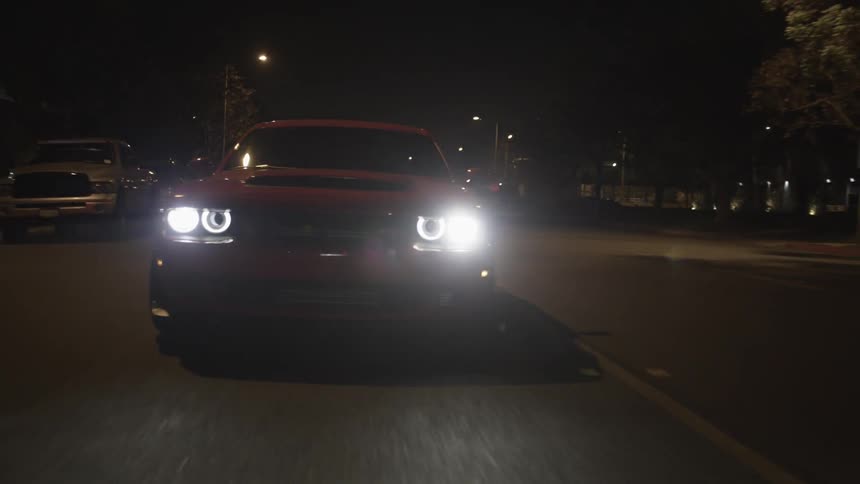 Muscle Car Driving At Night