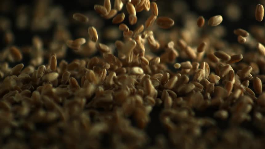 Coffee beans falling and bouncing