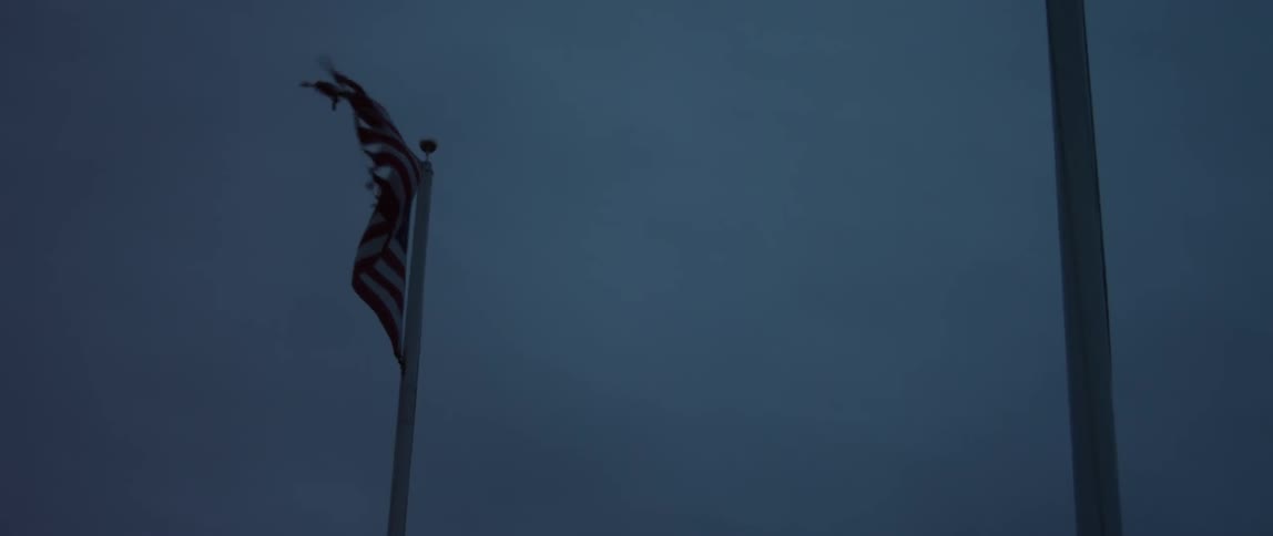 American flag waves in the wind