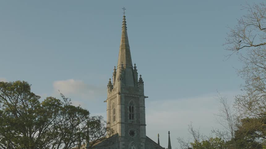 A church with a large steeple
