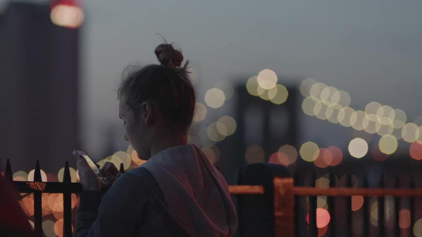 A woman using her phone