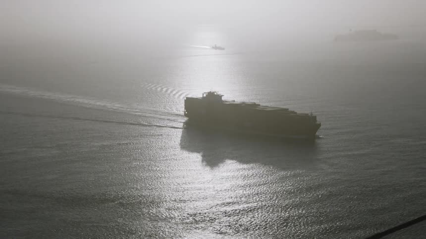 A large ship sailing on the ocean