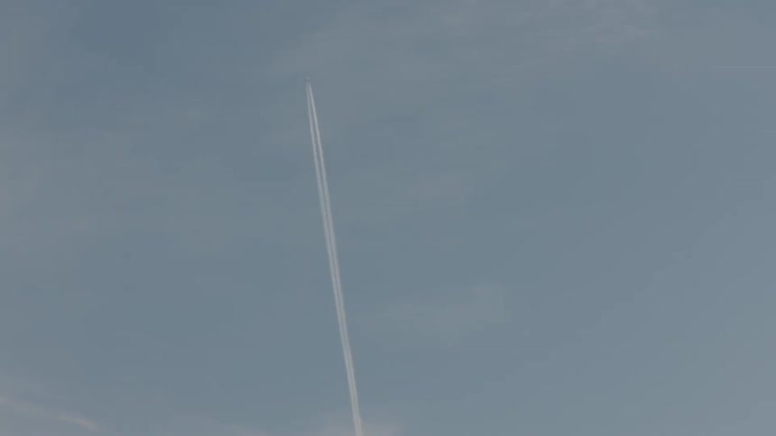 Streams from an aircraft in the sky