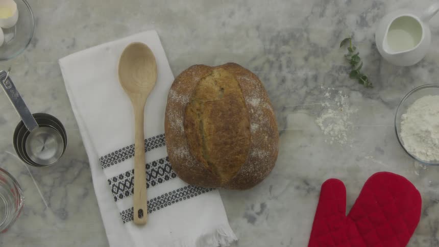 A loaf of bread placed on a table