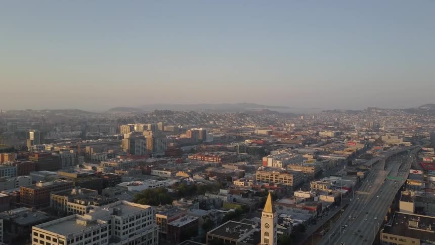 Overview of a city during the evening