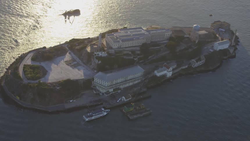 Sunlight shines on alcatraz island