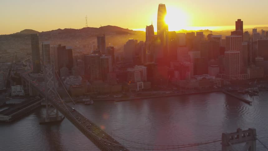 The sun is setting in the horizon