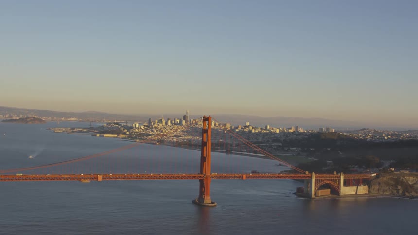 Aerial shot of a suspension bridge