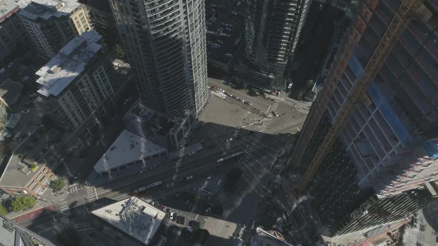 Aerial view of skyscrapers in a city's downtown