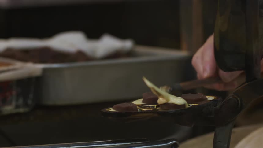 A chocolate dessert is prepared