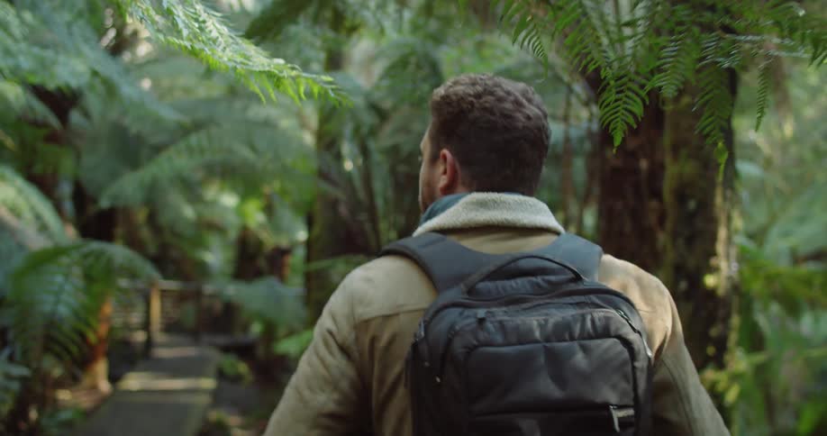 Man Exploring Waterfall