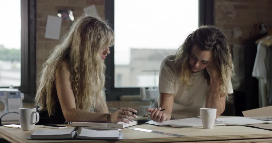 Two women working in an office