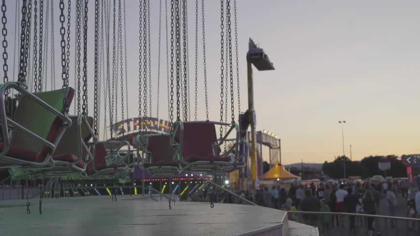 Amusement park at dusk