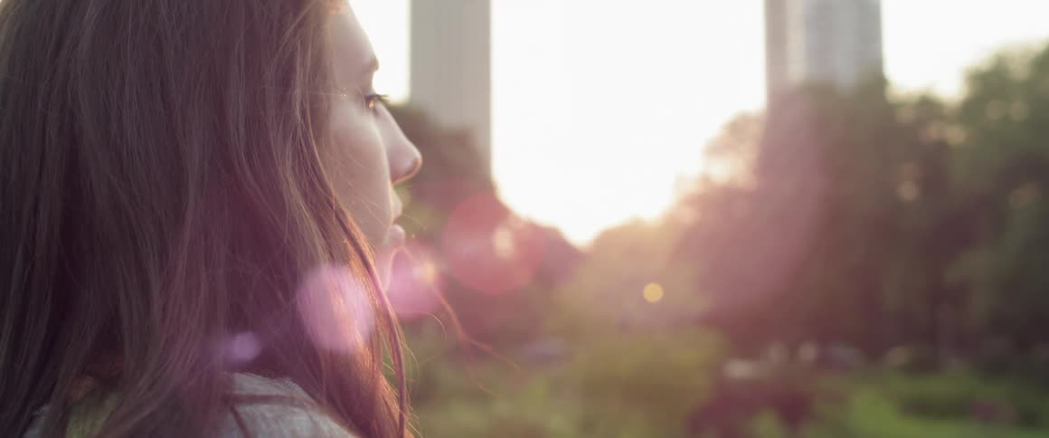 A woman looking off at the distance