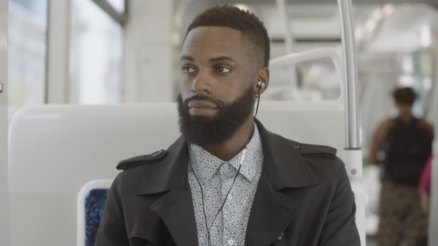 A man with headphones in