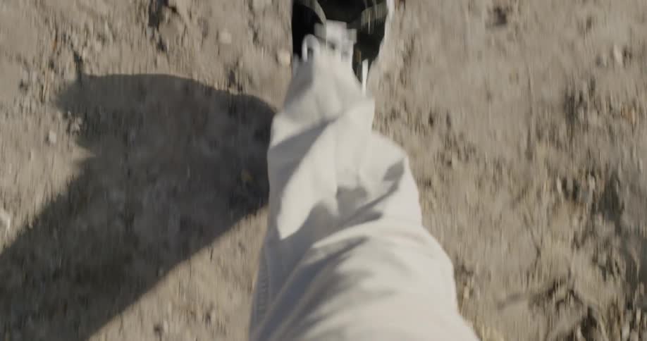 Walking along a dirt area