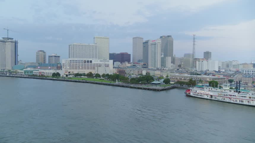 A city coastline on a cloudy day