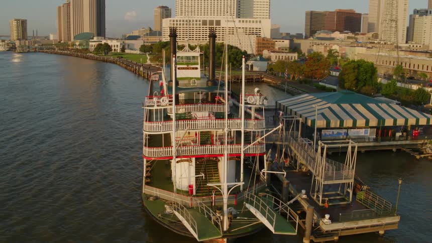 A ferry docked at the pier