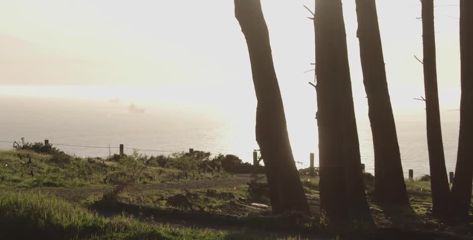 Woman walking along the cliff shoreline
