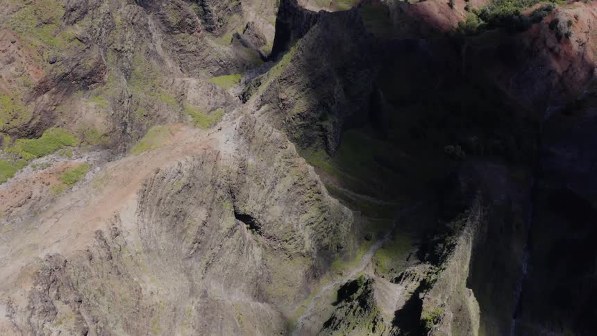 Aerial view of canyon with shadow