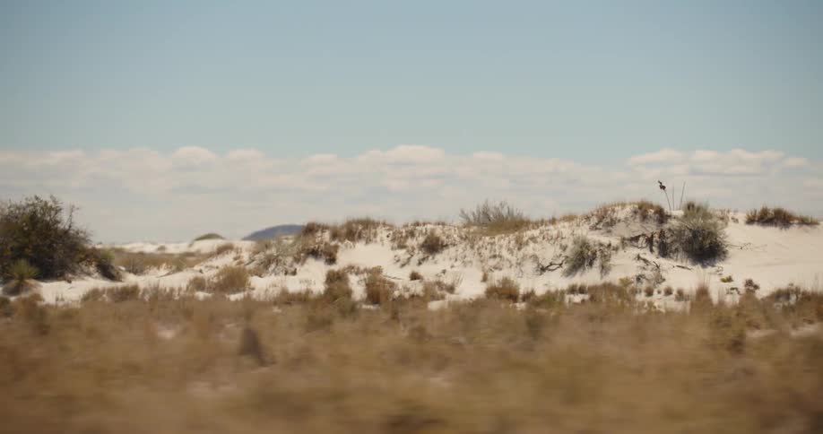 Shrub covered desert passes by