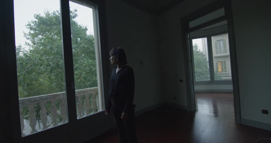 A woman staring out the window