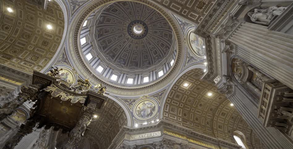 The ceiling of a building
