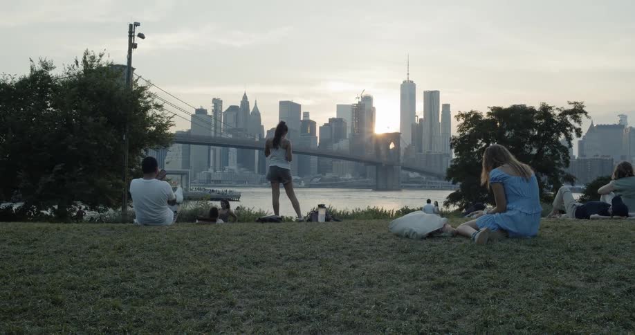 People watching sunset in Brooklyn